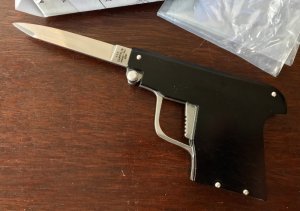 AGA Campolin Letter Opener Pistol Switchblade, Black Handle, Limited Edition of 300 from 2019 