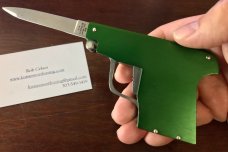 AGA Campolin Letter Opener Pistol Switchblade, Green Handle, Limited Edition of 300 from 2019 