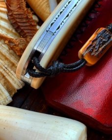 Vincenzo Balistreri Elephant Ivory Lanny slipjoint,4"...Steel Bolsters.Tailpin.Lanyard Bead.filework