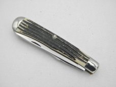 Queen Cutlery #19 GLAZED Trapper Winterbottom bone: 4 1/8” closed, circa 1959, Q STEEL tang stamp Queen Cutlery #19 GLAZED Trapper Winterbottom bone: 4 1/8” closed, circa 1959, Q STEEL tang stamp