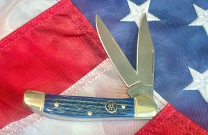 J A Henckels Copperhead Pocket Knife with Blue Handles +Black Shield -NOS