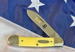Case XX 1984 Single Blade Canoe w/ Tsali (Rebel & Martyr) Blade Etching & Derlin Yellow Handles -NOS