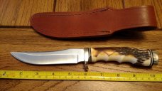SCHRADE USA 153UH Golden Spike Hunting Knife Leather Sheath Carbon Steel lot #4 SCHRADE USA 153UH Golden Spike Hunting Knife Leather Sheath Carbon Steel lot #4