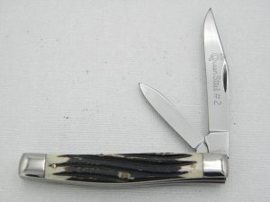 Queen Cutlery #2 two blade jack Winterbottom bone:  3 3/8” closed, circa 1962,