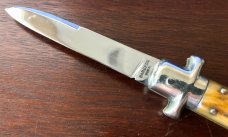 1950's Bargeon French Stiletto With Bail, 8 1/4 Inch, Beautiful Bone Handle, Unused, Hard To Find 