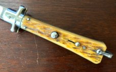 1950's Bargeon French Stiletto With Bail, 8 1/4 Inch, Beautiful Bone Handle, Unused, Hard To Find 