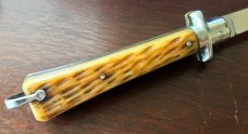 1950's Bargeon French Stiletto With Bail, 8 1/4 Inch, Beautiful Bone Handle, Unused, Hard To Find 