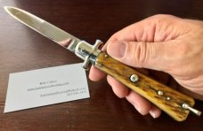1950's Bargeon French Stiletto With Bail, 8 1/4 Inch, Beautiful Bone Handle, Unused, Hard To Find 