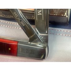 Schatt & Morgan (Queen 1992) 2 Blade Razor Barlow Pocket Knife w/ Red Bone Handles & Blade Etch -NOS Schatt & Morgan (Queen 1992) 2 Blade Razor Barlow Pocket Knife w/ Red Bone Handles & Blade Etch -NOS