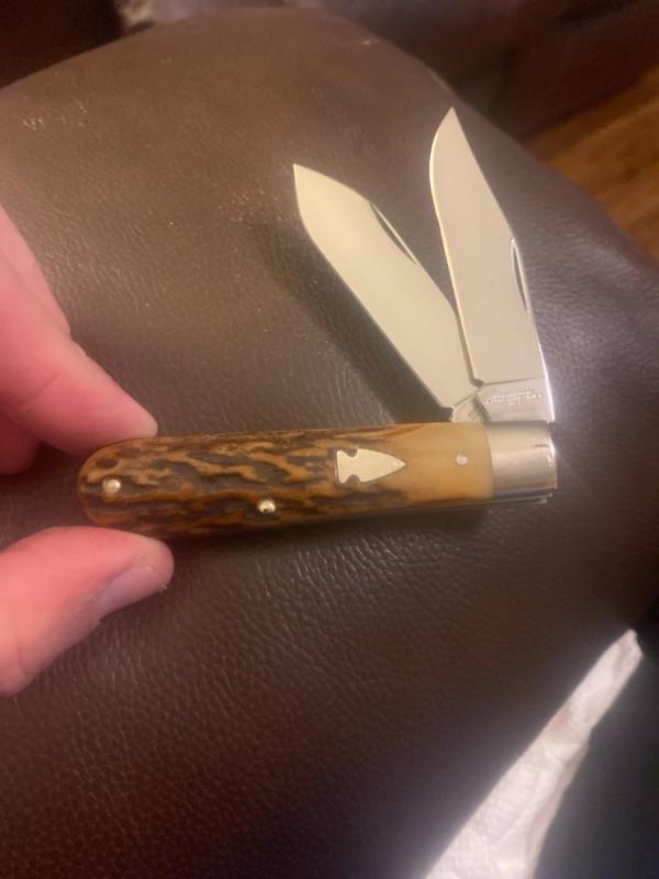NORTHWOODS Gladstone MI Super And Gnarly Stag Barlow With Two Blades And The Sheild Great Condition NORTHWOODS Gladstone MI Super And Gnarly Stag Barlow With Two Blades And The Sheild Great Condition
