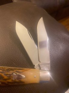NORTHWOODS Gladstone MI Super And Gnarly Stag Barlow With Two Blades And The Sheild Great Condition NORTHWOODS Gladstone MI Super And Gnarly Stag Barlow With Two Blades And The Sheild Great Condition