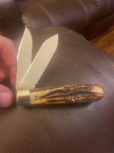 NORTHWOODS Gladstone MI Super And Gnarly Stag Barlow With Two Blades And The Sheild Great Condition NORTHWOODS Gladstone MI Super And Gnarly Stag Barlow With Two Blades And The Sheild Great Condition