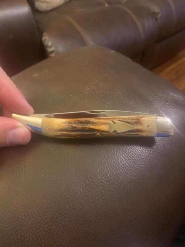 Northwoods Gladstone MI Super Fat & Gnarly Stag  5" Long Toothpick With A Single Blade & Sheild