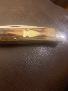 Northwoods Gladstone MI Super Fat & Gnarly Stag  5" Long Toothpick With A Single Blade & Sheild