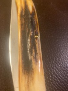 Northwoods Gladstone MI Super Fat & Gnarly Stag  5" Long Toothpick With A Single Blade & Sheild