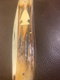Northwoods Gladstone MI Super Fat & Gnarly Stag  5" Long Toothpick With A Single Blade & Sheild