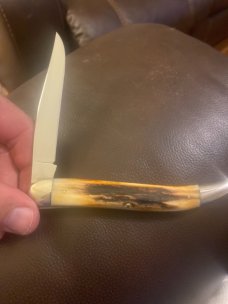 Northwoods Gladstone MI Super Fat & Gnarly Stag  5" Long Toothpick With A Single Blade & Sheild