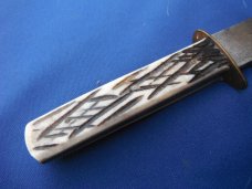 Original Bowie Knife  With Sheath, Bone Handles.  HUNTING KNIFE.   Made in Japan 