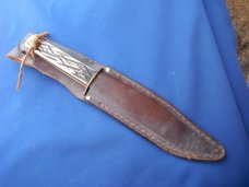 Original Bowie Knife  With Sheath, Bone Handles.  HUNTING KNIFE.   Made in Japan 