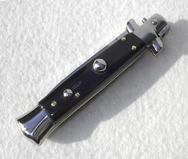 FRANK BELTRAME 8" COLTELLERIE ITALY BLACK ACRYLIC FLAT GRIND STILETTO - MINT 