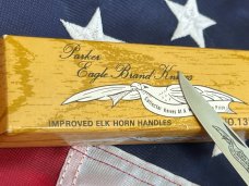 Vintage Parker Cut Co. 1980s/90s Trapper Knife w/ Elk Horn Handles & Lanyard Hole -NOS +Orig Box Vintage Parker Cut Co. 1980s/90s Trapper Knife w/ Elk Horn Handles & Lanyard Hole -NOS +Orig Box