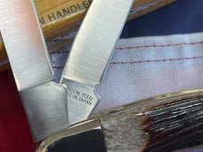 Vintage Parker Cut Co. 1980s/90s Trapper Knife w/ Elk Horn Handles & Lanyard Hole -NOS +Orig Box Vintage Parker Cut Co. 1980s/90s Trapper Knife w/ Elk Horn Handles & Lanyard Hole -NOS +Orig Box