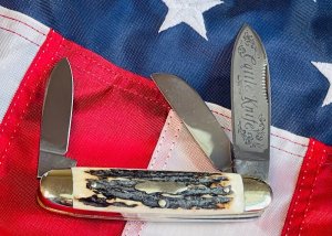 Bulldog Brand 1999 Cattle Knife with Great Stag Handles -NOS & Minty