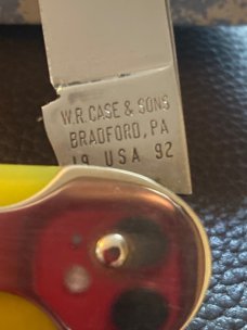W R Case & Sons Bradford PA 19USA92 Tested XX 10095 Yellow Handle Barn Door Hinge Knife in Box W R Case & Sons Bradford PA 19USA92 Tested XX 10095 Yellow Handle Barn Door Hinge Knife in Box