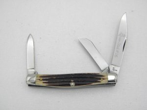 Queen Cutlery #16 Stockman, 1958 - 1960, 3 3/8” closed, genuine Winterbottom bone