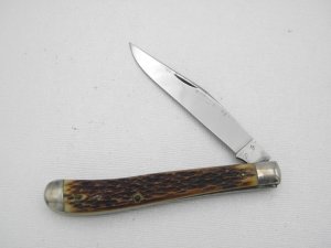 Queen Cutlery #11 Utility: 4 1/8” single blade jack; late 1940s, Rogers bone handles