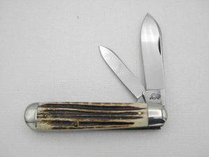 Queen Cutlery #18 heavy jack:  3 5/8” closed, early 1950s, genuine Winterbotton bone handles