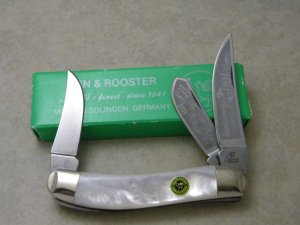 Hen & Rooster Solingen Germany 213-MOP Pearl 160th Anniversary Sowbelly Knife in Box c.2005