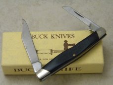 Buck 305 USA (Camillus) Lancer Black Delrin 2 Blade Stockman Knife in Box c.1974-1985