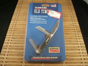 SCHRADE OLD TIMER 34OT MIDDLEMAN VINT. 2004 CARBON STEEL STOCKMAN POCKET KNIFE  NEW IN BLISTER PACK 