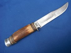  Original Edge Brand Solingen Germany Stag Handle Knife # 457 with sheath. Sharp!!!