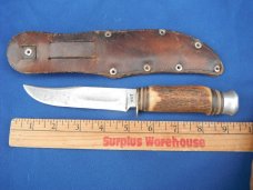  Original Edge Brand Solingen Germany Stag Handle Knife # 457 with sheath. Sharp!!!
