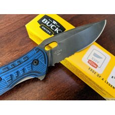 Buck 847 Vantage Force Pro Folding Knife 3.25" S30V Combo Blade, Black/Blue G10