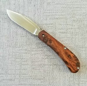 Doc Shiffer Custom Lanny Clip.slipjoint.3.75"..Redwood Burl...52100..washers,from Atlanta Blade Show