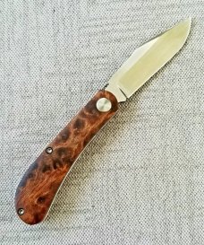 Doc Shiffer Custom Lanny Clip.slipjoint.3.75"..Redwood Burl...52100..washers,from Atlanta Blade Show