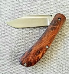 Doc Shiffer Custom Lanny Clip.slipjoint.3.75"..Redwood Burl...52100..washers,from Atlanta Blade Show