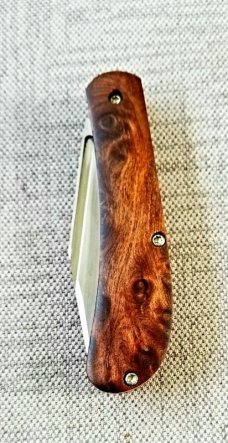 Doc Shiffer Custom Lanny Clip.slipjoint.3.75"..Redwood Burl...52100..washers,from Atlanta Blade Show