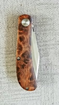 Doc Shiffer Custom Lanny Clip.slipjoint.3.75"..Redwood Burl...52100..washers,from Atlanta Blade Show