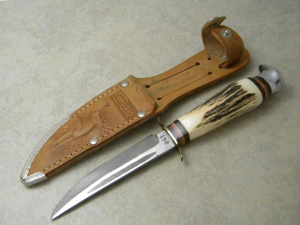 Compass Solingen Germany #841 Stag Fixed Blade Sheath Knife