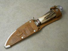 Compass Solingen Germany #841 Stag Fixed Blade Sheath Knife