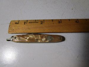 Vintage Broker USA Tree Brand 2158 Pocket Pen Knife w/Cracked Ice Butterscotch Scales