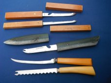 Set of Floating Fish Knives, fishing knives, fish prep-knives, 3 Wood Scabbard Stainless Japan 2 US Set of Floating Fish Knives, fishing knives, fish prep-knives, 3 Wood Scabbard Stainless Japan 2 US