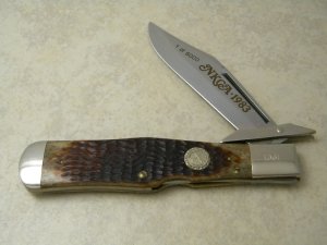Case XX SS USA 1983 Bone C61050L Coke Bottle Swing Guard Lockback NKCA Club Knife