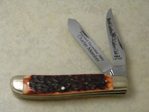 Hen and Rooster Bertram Cutlery Germany 212 BS Bone North Carolina Mini Trapper Club Knife