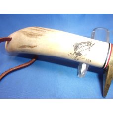 Ken Richardson Fillet Knife Stag Scrimshaw Leather Sheath Ken Richardson Fillet Knife Stag Scrimshaw Leather Sheath
