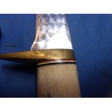 Ken Richardson Fillet Knife Stag Scrimshaw Leather Sheath